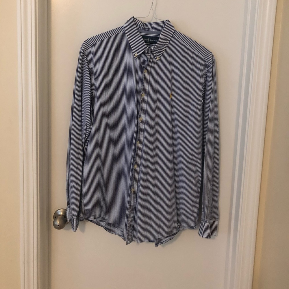 Men’s blue & white stripe Ralph Lauren button down